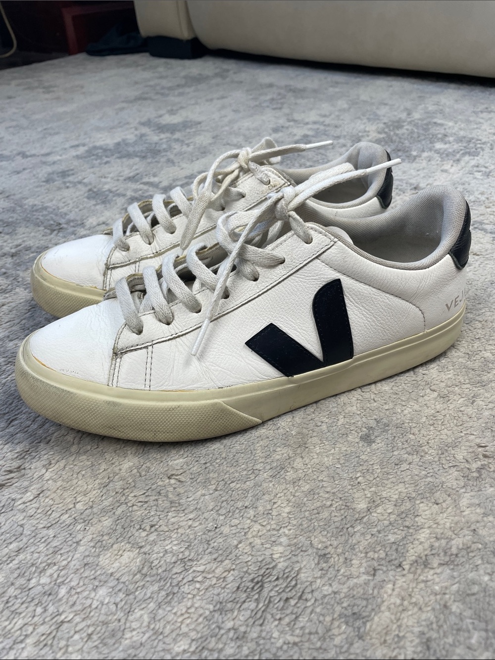 Veja Campo Sneakers White Leather Low Top Lace Up Sz 10